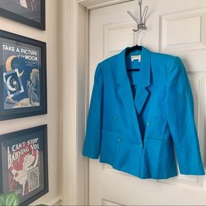 Gucci blue vintage linen blazer size 40 azure 80s